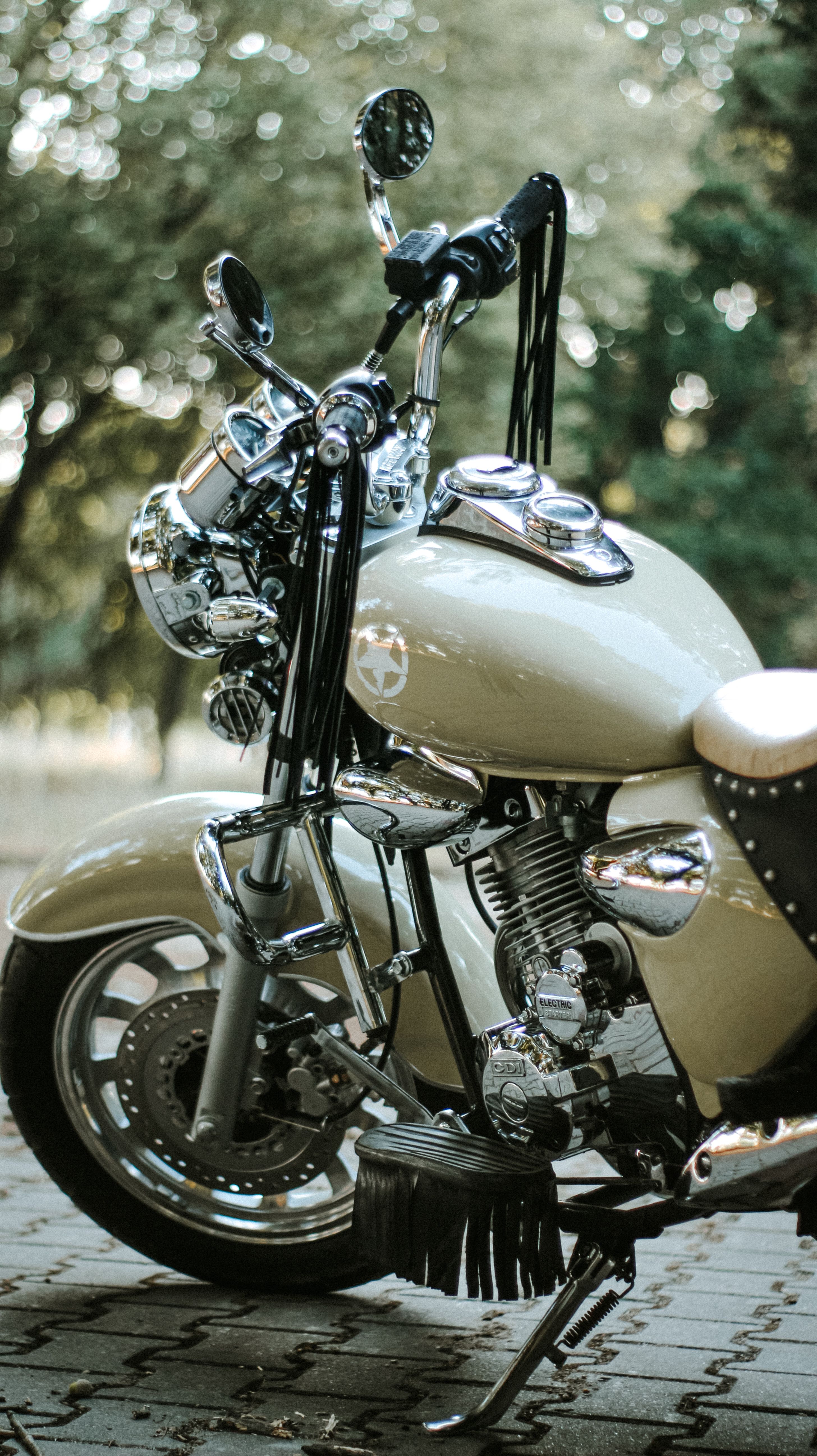 Chrome cruiser motorcycle detail