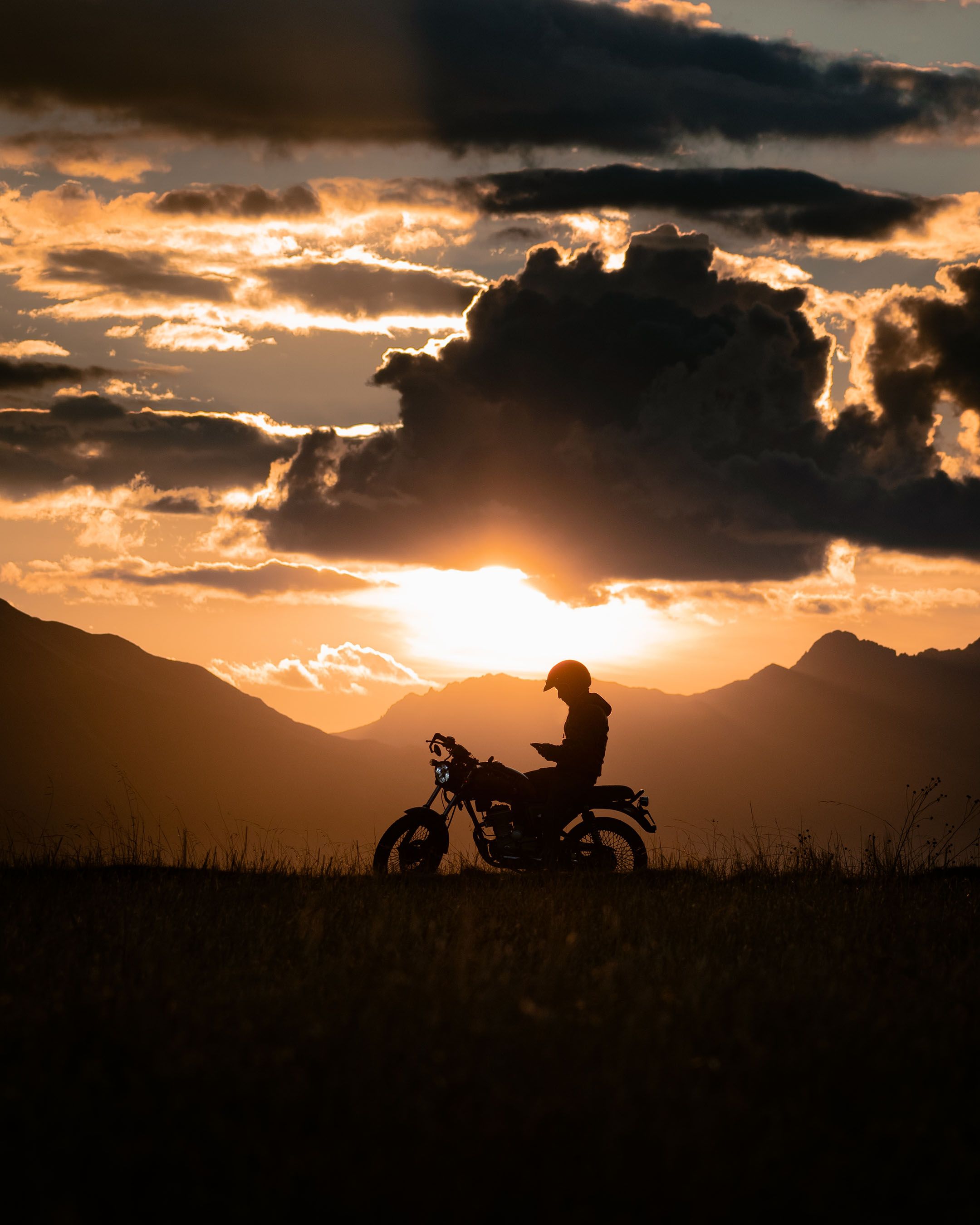 Rider silhouette at sunset